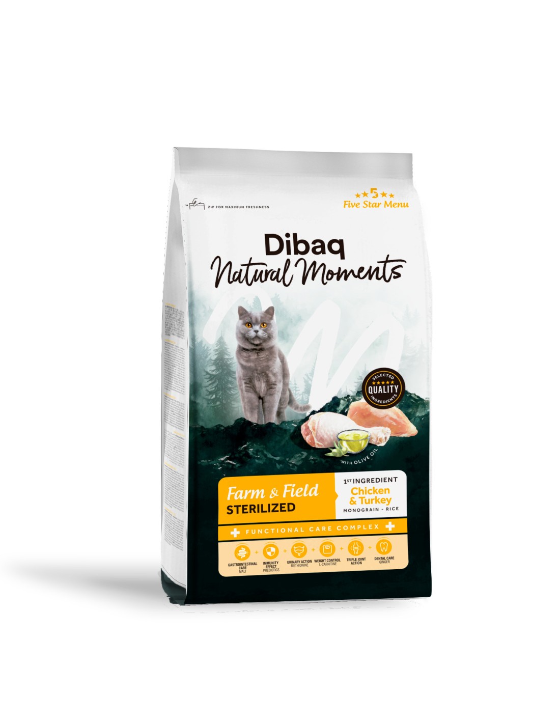 Dibaq Natural Moments 5 Star Esterilizado Frango e Peru 6kg